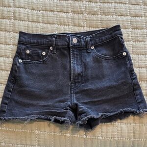 GAP Black Denim Frayed Hem Jean Shorts